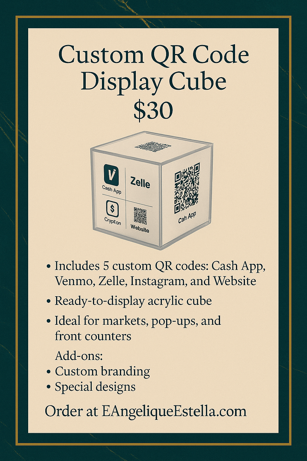 Custom Acrylic Display Cube with QR codes